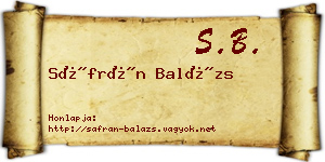 Sáfrán Balázs névjegykártya