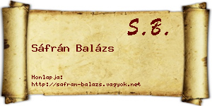 Sáfrán Balázs névjegykártya